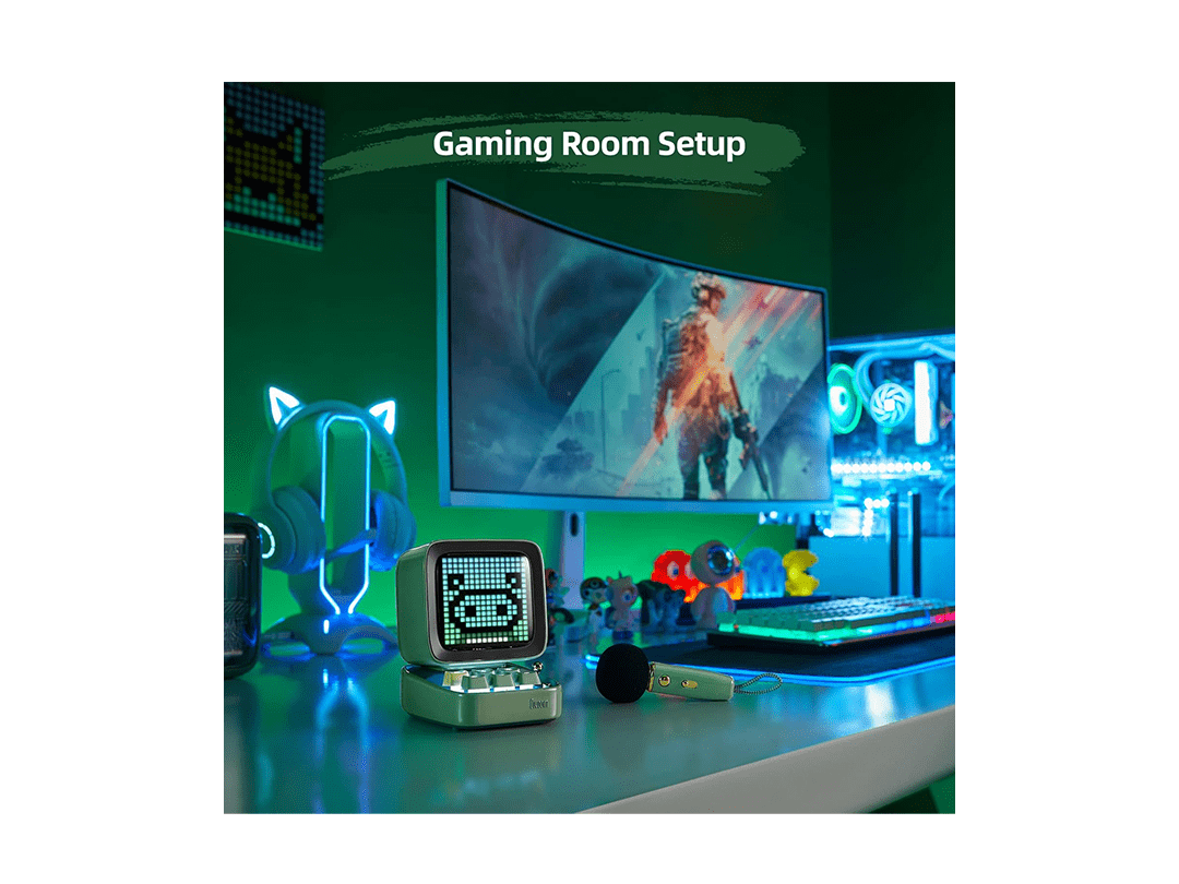 Divoom Ditoo-Mic Bluetooth Speaker with Karaoke Microphone - Green in Qatar Divoom Ditoo-Mic Bluetooth Speaker with Karaoke Microphone - Green in Qatar
